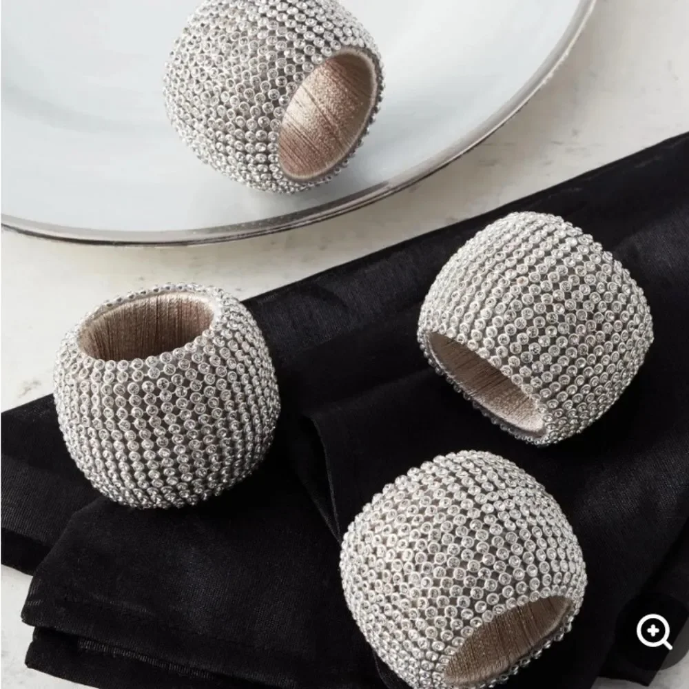Z Gallerie Silver and Gold Beaded Napkin Holder 8 silver 8 gold